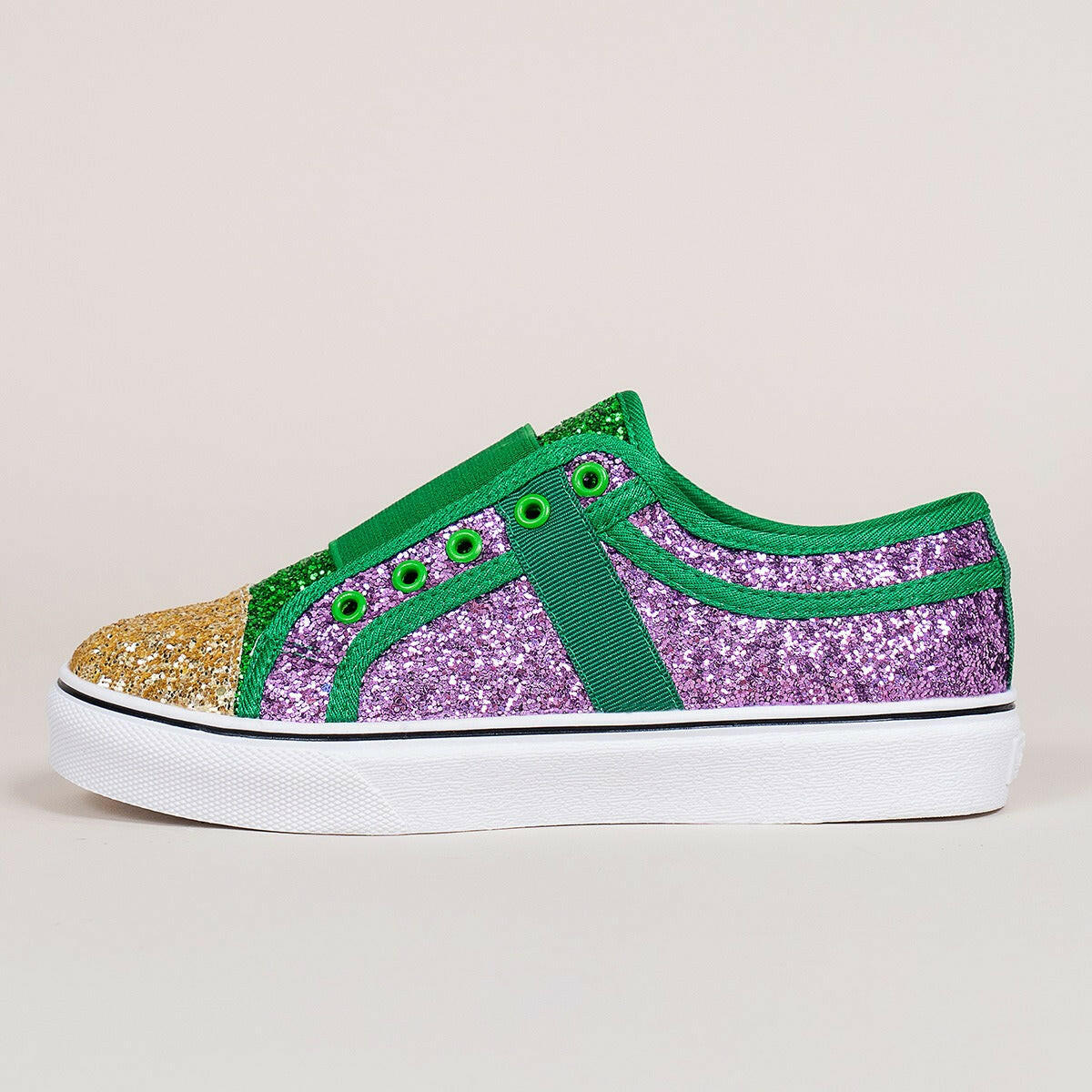 Large Size Canvas Low-Top Shallow Mouth Sequin Shoes.