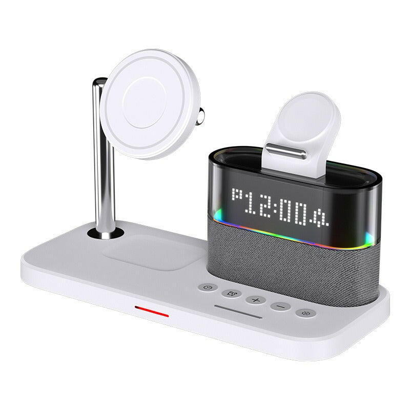 Magnetic 3-in-1 Wireless Charger with Clock – Fast Charging for Apple iPhone, Apple Watch & AirPods.