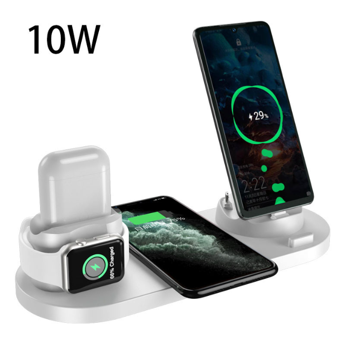 6-in-1 Wireless Charger – Multi-Device Charging Dock with USB Wiring.