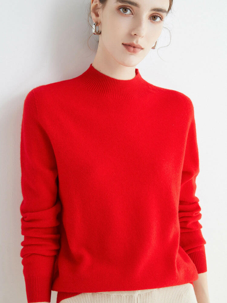 Seamless One-Piece Wool Sweater – Women's Long-Sleeve Knit Top.