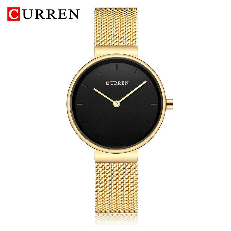 CURREN 9016 Fashion Blue Ladies Watches Mesh Stainless Steel Quartz Watch Women Luxury Simple Wristwatches Analog Lady Clock.