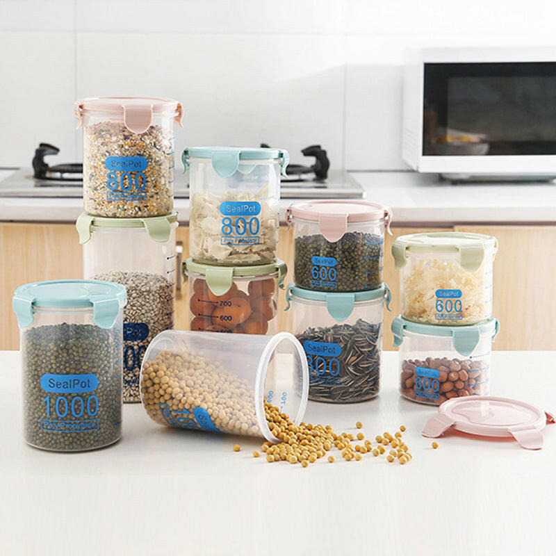 Transparent Plastic Sealed Jar Refrigerator Fresh-Keeping Jar Kitchen Grain Storage Box Food Storage Storage Tank.