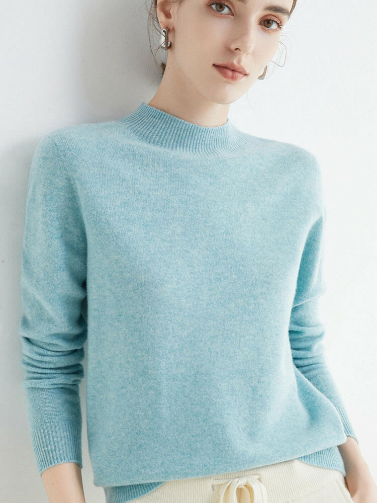 Seamless One-Piece Wool Sweater – Women's Long-Sleeve Knit Top.