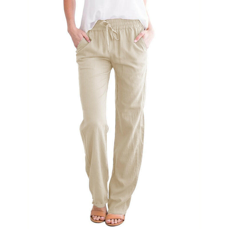 European & American Women's Solid Color Drawstring Loose Wide-Leg Pants.