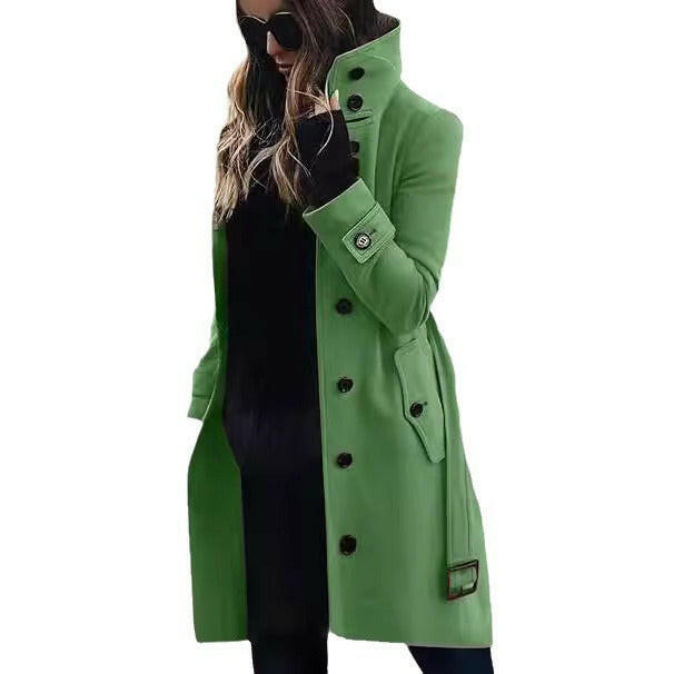 Autumn & Winter Multi-Button Woolen Collar Coat for Women.