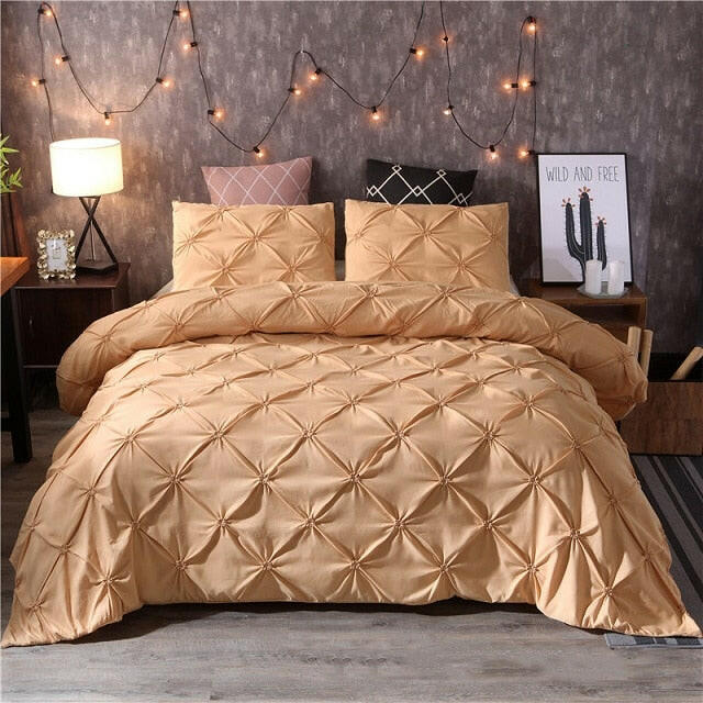 White Duvet Cover Set Pinch Pleat 2/3pcs Twin/Queen/King Size Bedclothes Bedding Sets Luxury Home Hote.