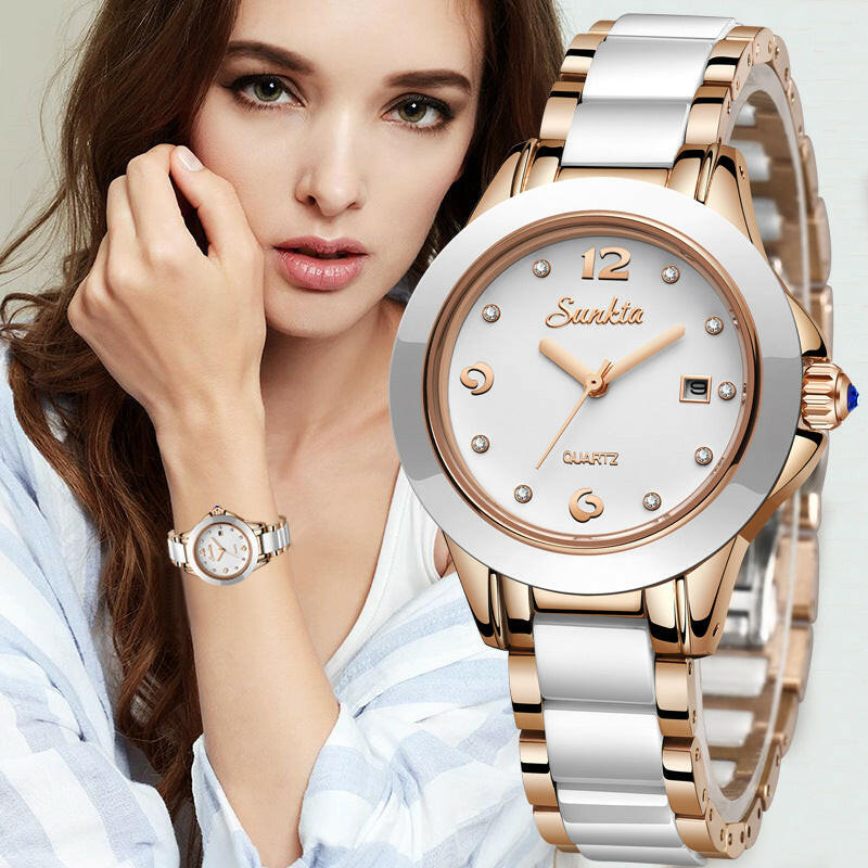 Sunkta Fashion Women's Waterproof Quartz Watch - Elegant and Timeless Design.