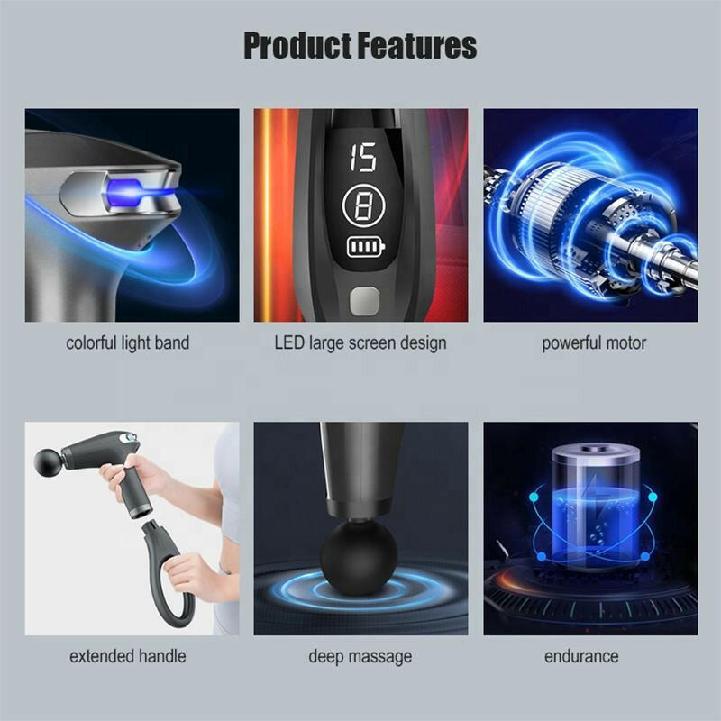 4 Massage Silicone Head Powerful Fascial Gun Portable Vibration Deep Tissue Percussion Muscle Back Massage Gun For Women.