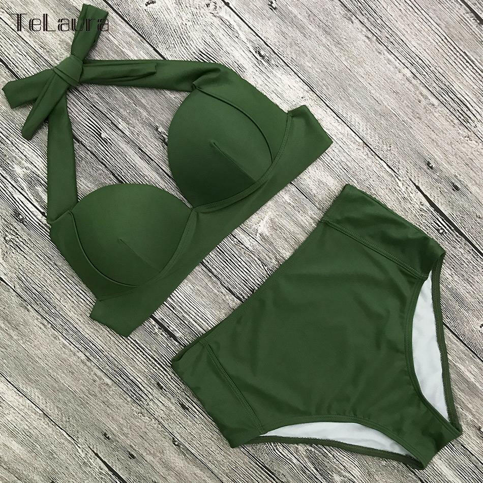 High Waist Bikini Set Swimwear Women Swimsuit Push Up Halter Top Bathing Suit Beachwear Biquini.