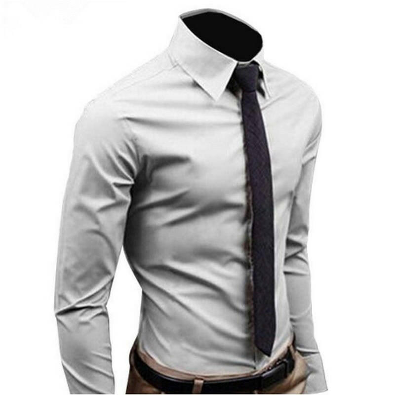 Men Shirt Long Sleeve Fashion Mens Casual Shirts Cotton Solid Color Business Slim Fit Social Camisas Masculina.