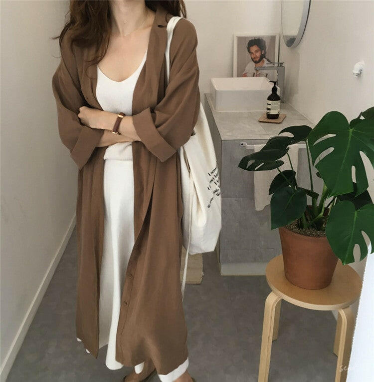 Korea chic Long Sleeve Shirt Dress  New Autumn Spring Casual Patchwork Dresses OL Turn Down Collar Buttons Loose Dresses.