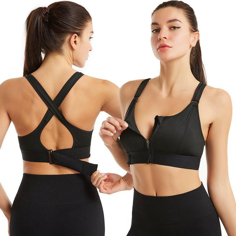 Zipper Sports Bra - Beautiful Back Design for Comfort and Style.