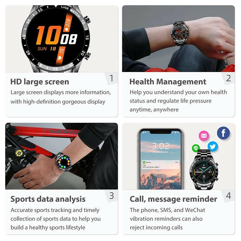 Multifunctional Smart Watch | Bluetooth Call | Pedometer | Blood Pressure & Heart Rate Detection | Waterproof Watch.