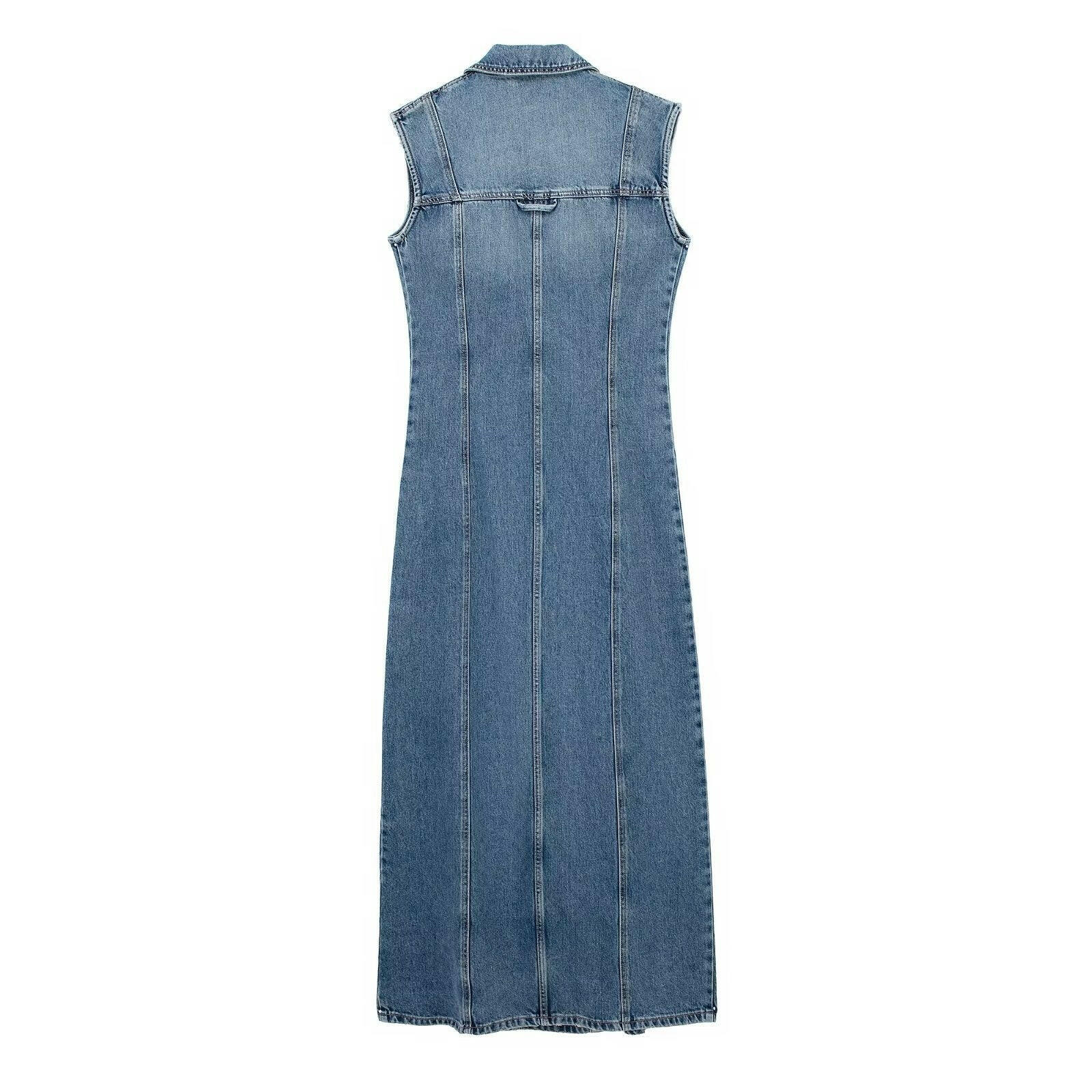 Female Sleeveless Denim Dress.