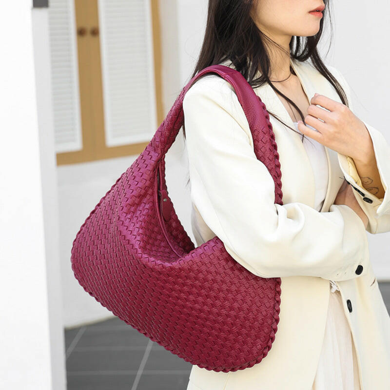 Handmade Woven Leather Hobo Bag.