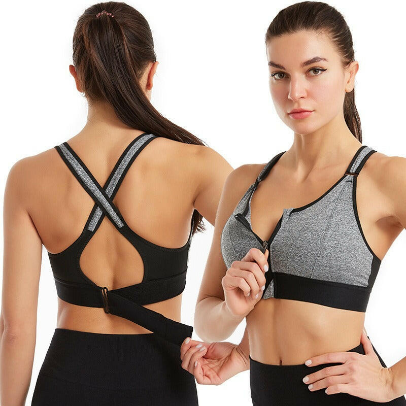 Zipper Sports Bra - Beautiful Back Design for Comfort and Style.