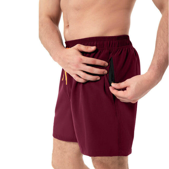 Men's 2-in-1 Beach Swimming Shorts with Zipper Pockets.