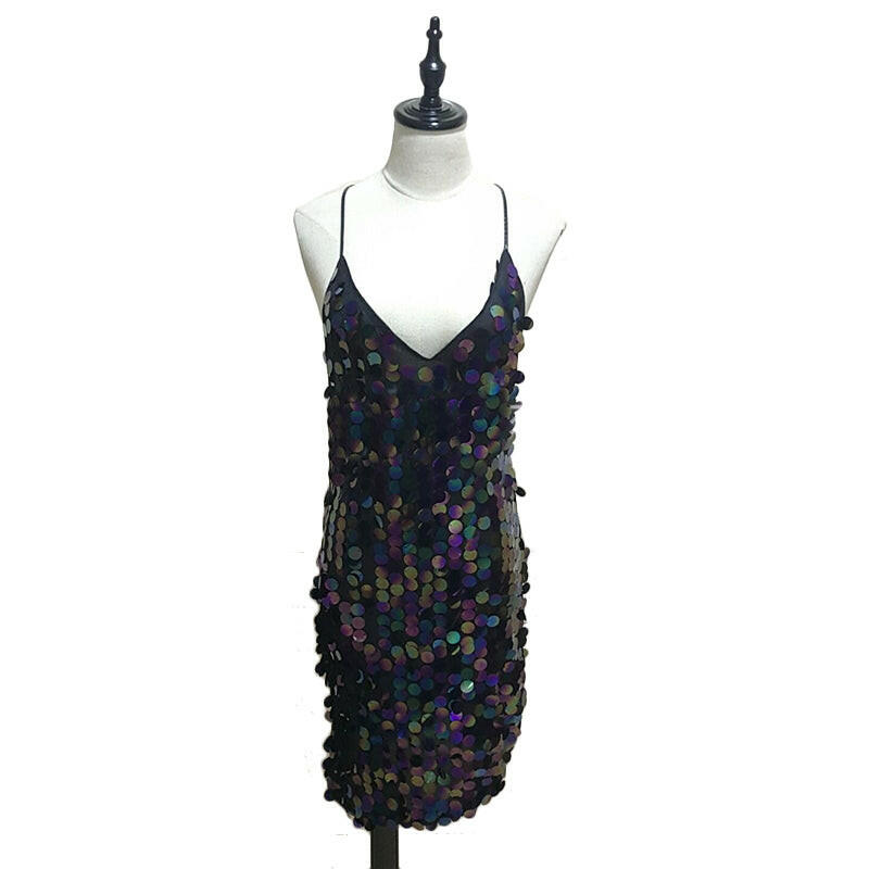 Sexy Summer Autumn Women Bodycon Mini Dress Fashion Party Sequin Dresses Elegant Slim Solid Club Dress Black Vestidos.