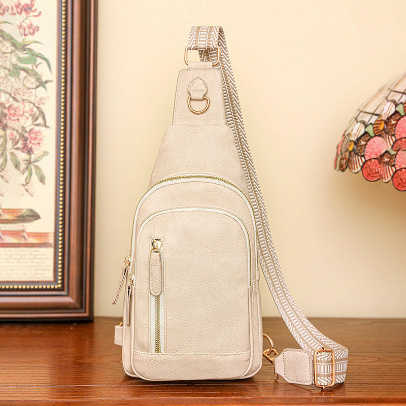 Retro Chest Bag Women's Texture Soft Leather Backpack  New Fashion Versatile Chest Bag Women's Casual One Shoulder Diagonal.