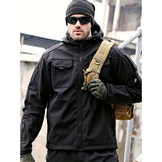 Men's Tactical Jacket – Thick & Warm Waterproof Outdoor Hooded Mountaineering Suit.