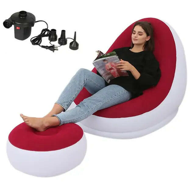 Inflatable Air Mattress Lazy Sofa & Leg Stool – Comfortable Beanbag Chair for Home & Outdoor Usend Outdoor Use.