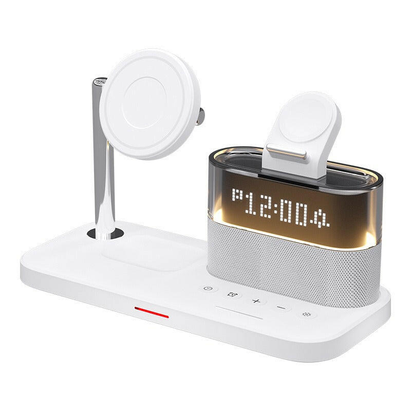 Magnetic 3-in-1 Wireless Charger with Clock – Fast Charging for Apple iPhone, Apple Watch & AirPods.