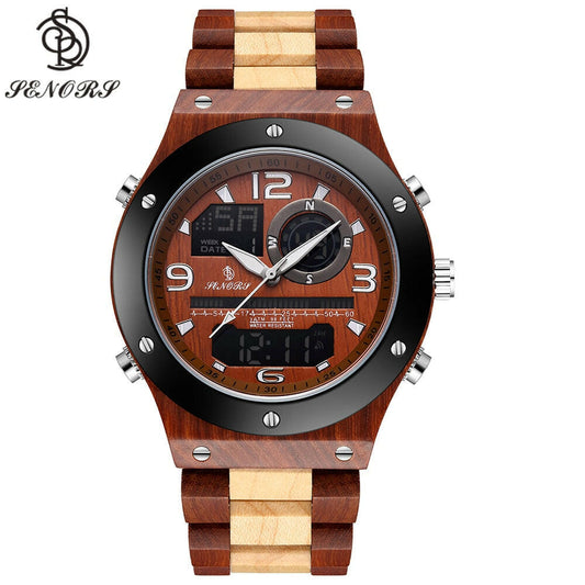 Senor Digital Watch Wood Watch Men Military Sport Wristwatch Mens Quartz Watches Top Brand Luxury Wooden Watch Male Relogio.