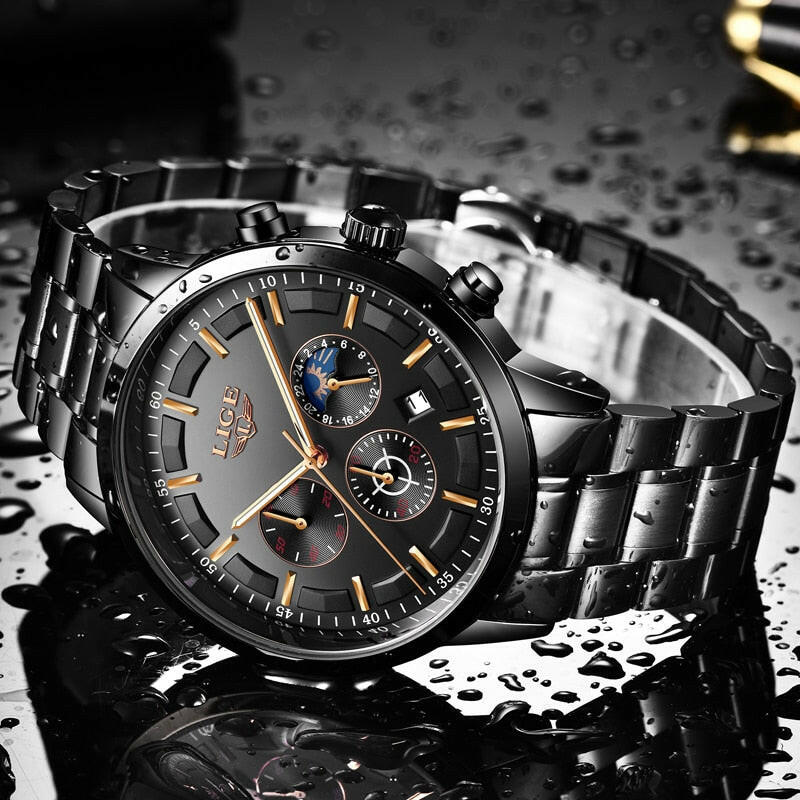 LIGE Sport Quartz Clock Mens Watches Top Brand Luxury Business Waterproof Watch.