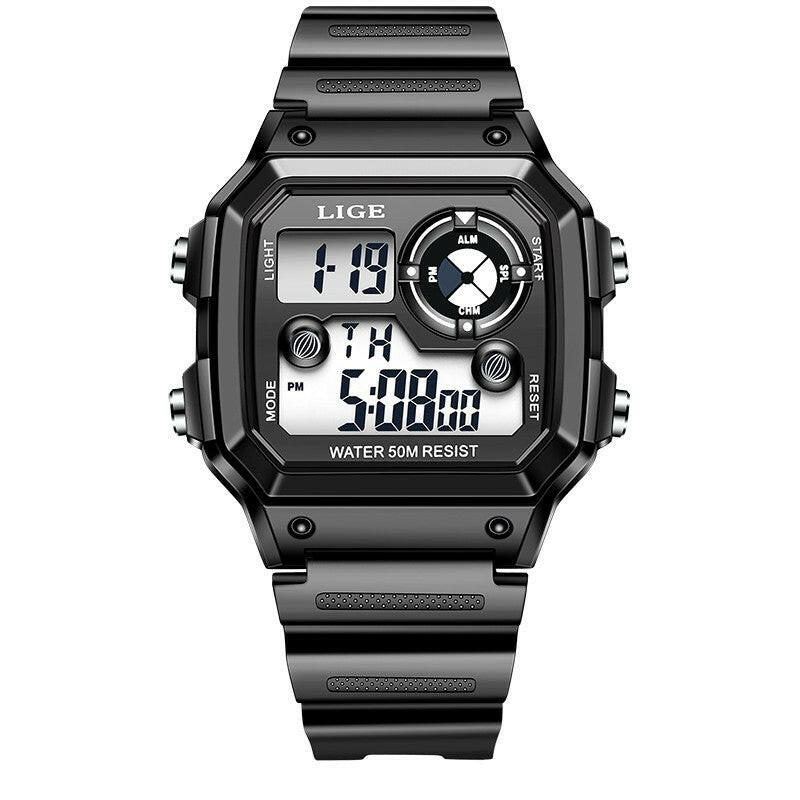 Lige Electronic Watch Unisex Watch Luminous Display Watch Multi-Function Chronograph Alarm Clock.