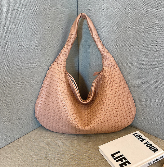 Handmade Woven Leather Hobo Bag.