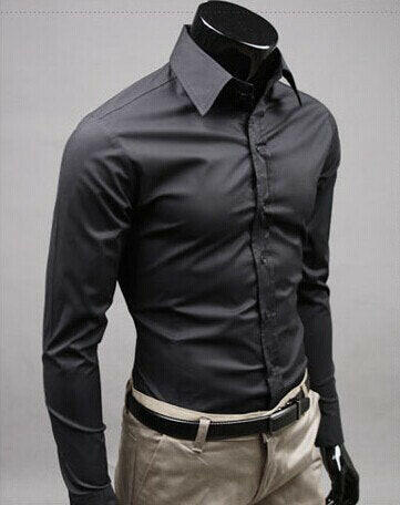 Men Shirt Long Sleeve Fashion Mens Casual Shirts Cotton Solid Color Business Slim Fit Social Camisas Masculina.