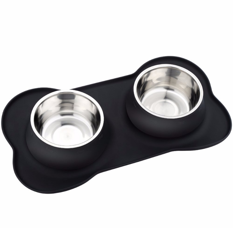 Gomaomi Stainless Steel Dog Bowl with Non-Spill Silicone Mat.