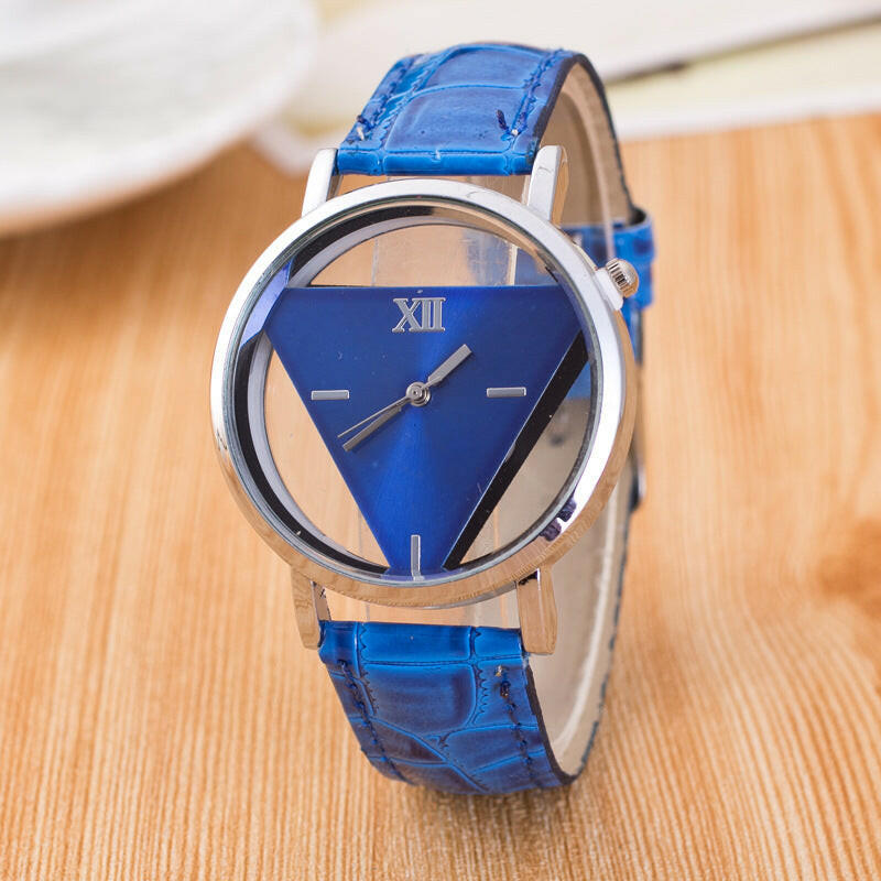 Jingshi Simple Harajuku Fashion Watch - Double Sided Hollow Design, Korean Trendy Student Triangle Watch.