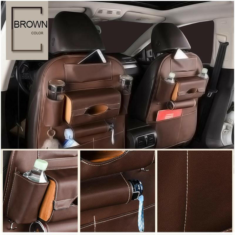 Car Seat Back Storage Bag Organizer Travel Box Pocket PU Leather Universal Stowing Tidying Protector Kids Drink Auto Accessoires.