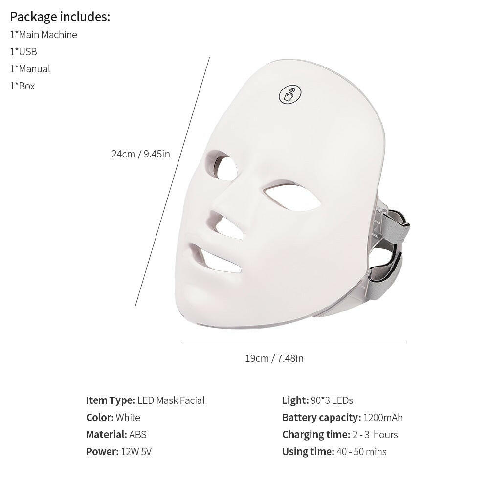 USB Rechargeable LED Photon Facial Mask – Skin Rejuvenation & Beauty Therapy.