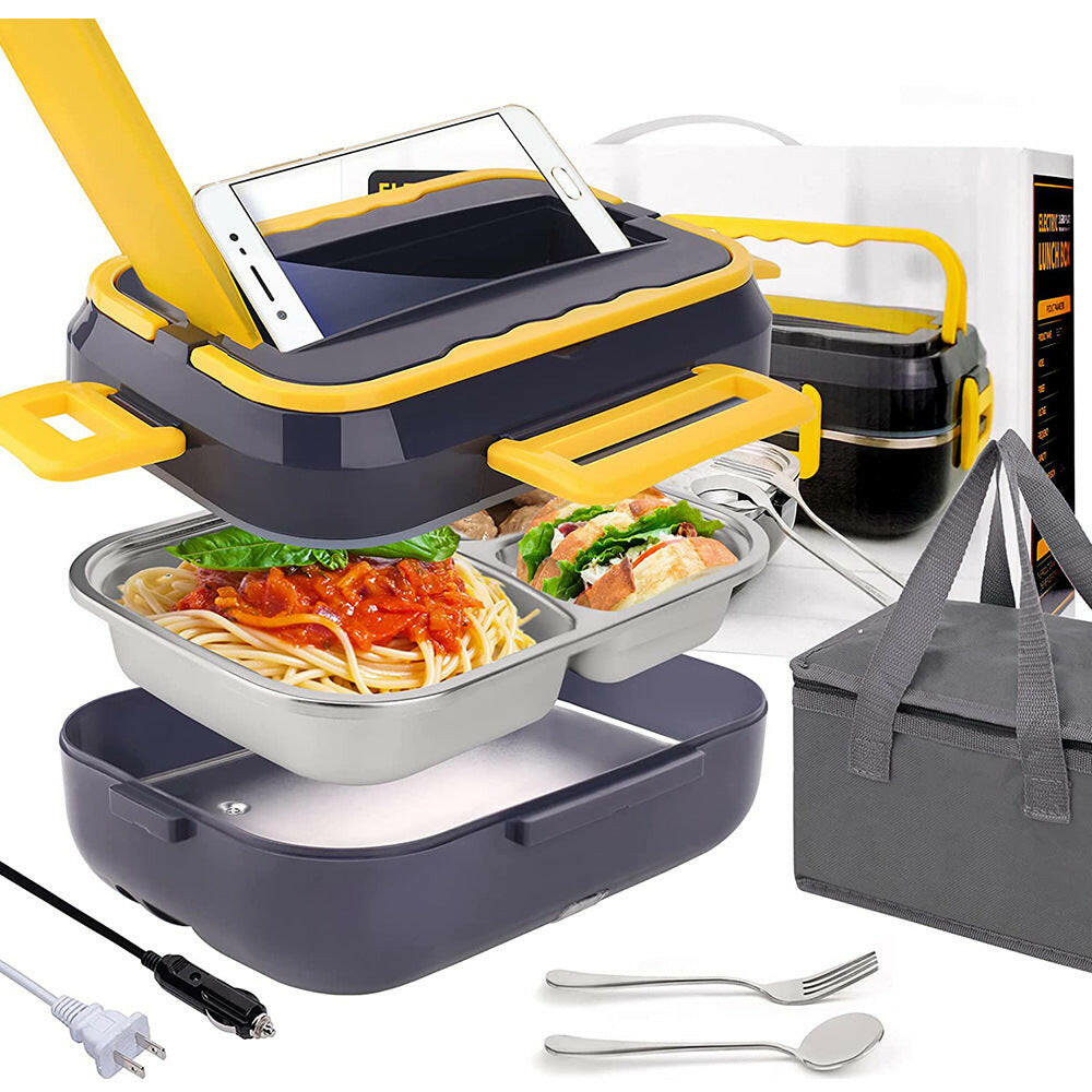 Kitchen ware 1.5L Cookware Sets Heater Portable Electric Lunch Boxes stainless steel Container with Insulation Bag for Car Truck.