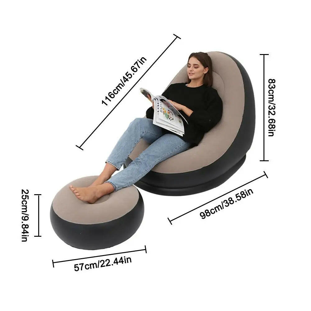 Inflatable Air Mattress Lazy Sofa & Leg Stool – Comfortable Beanbag Chair for Home & Outdoor Usend Outdoor Use.