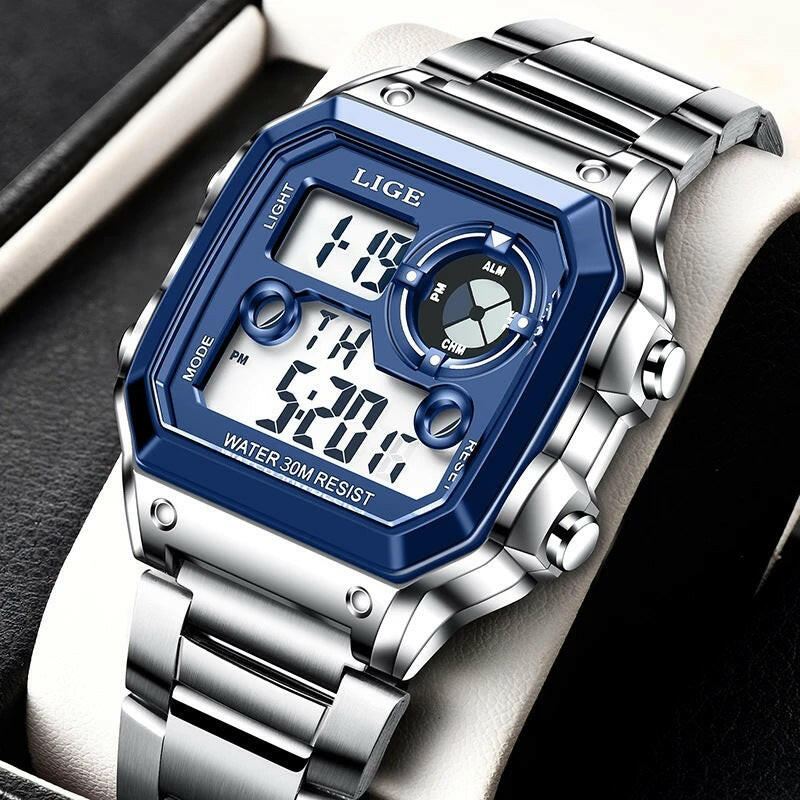 Lige Electronic Watch Unisex Watch Luminous Display Watch Multi-Function Chronograph Alarm Clock.