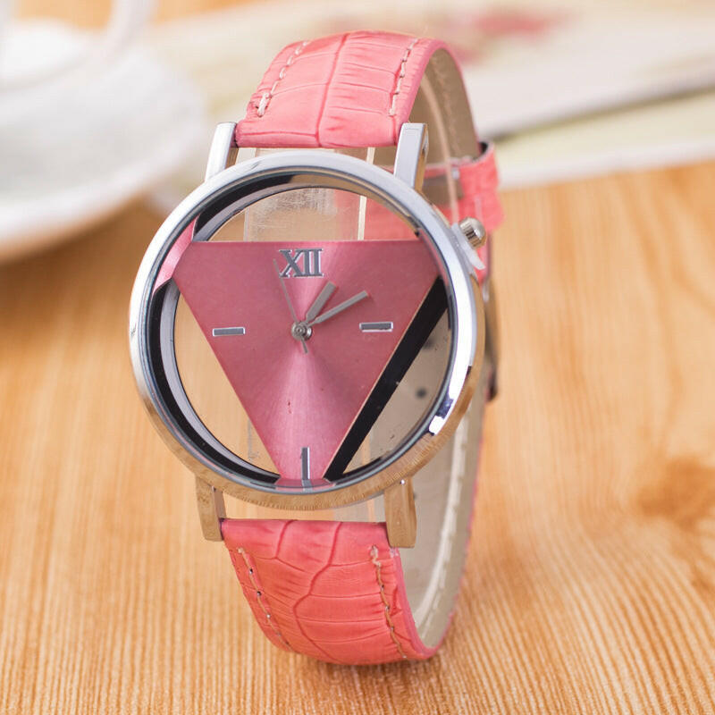 Jingshi Simple Harajuku Fashion Watch - Double Sided Hollow Design, Korean Trendy Student Triangle Watch.