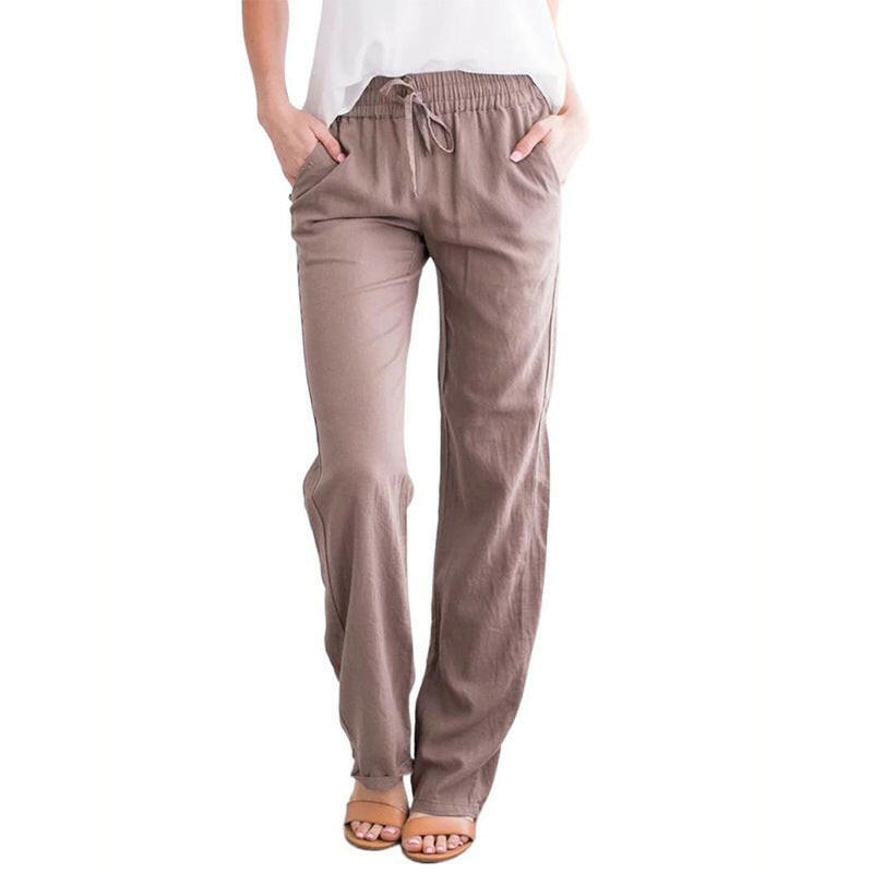 European & American Women's Solid Color Drawstring Loose Wide-Leg Pants.