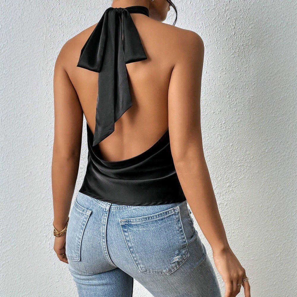 Women's Sexy Neck-Hanging Vest – Spring & Summer Backless Design Beautiful Back Top.