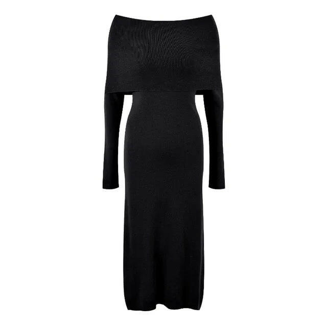 Knitted Dress for Women Autumn Winter Elegant Long Sleeve Sweater Dresses Korean Fashion Vestidos Midi.