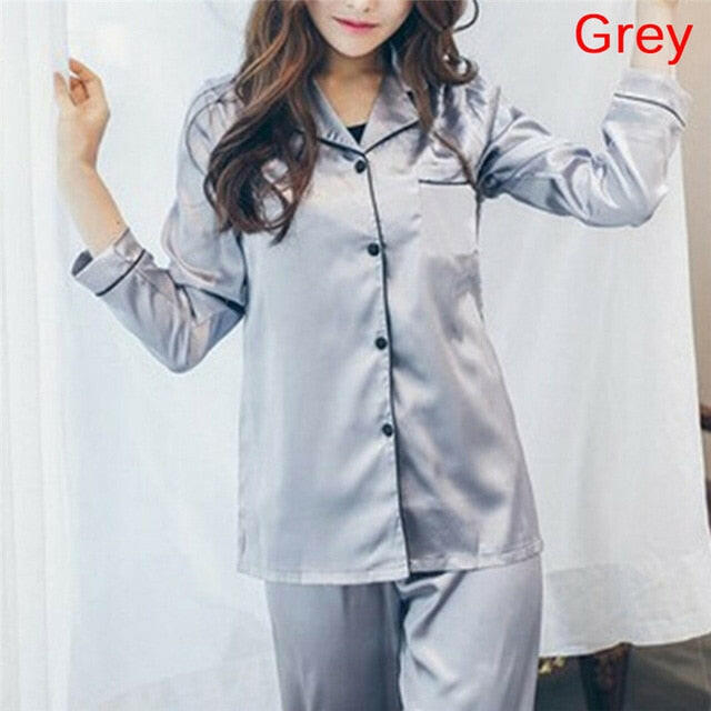 2-Piece Silk Satin Loungewear Pajama Set for Women.