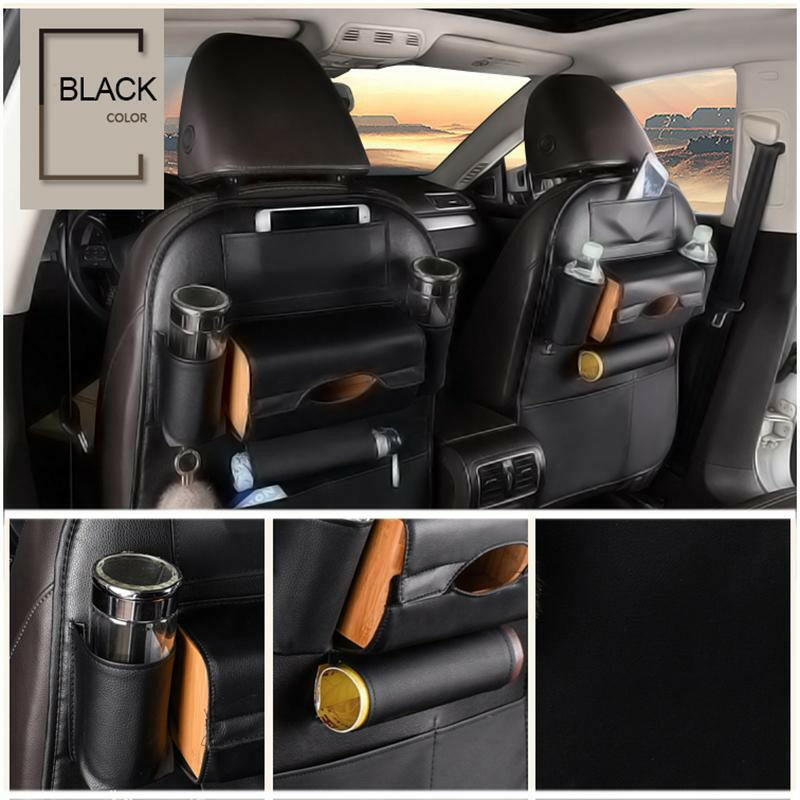 Car Seat Back Storage Bag Organizer Travel Box Pocket PU Leather Universal Stowing Tidying Protector Kids Drink Auto Accessoires.