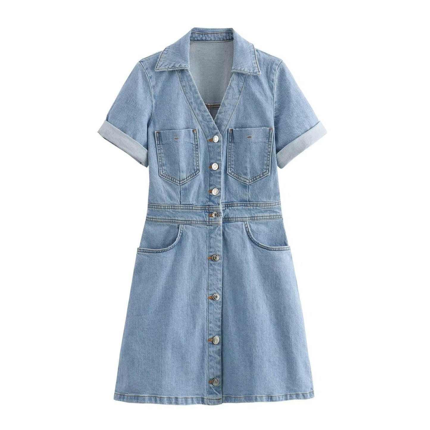 Fashionable and Casual Denim Mini Dress.