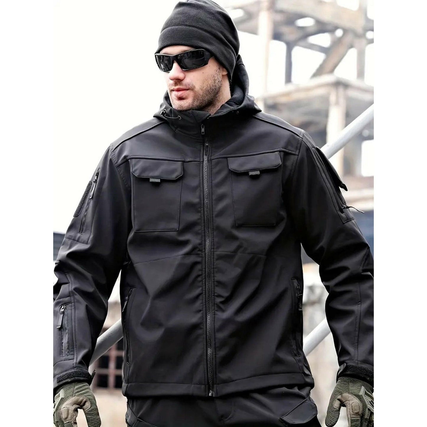 Men's Tactical Jacket – Thick & Warm Waterproof Outdoor Hooded Mountaineering Suit.