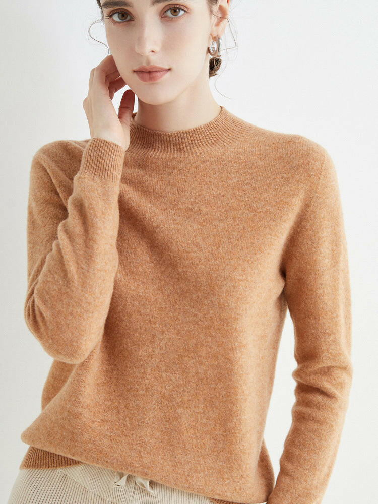 Seamless One-Piece Wool Sweater – Women's Long-Sleeve Knit Top.