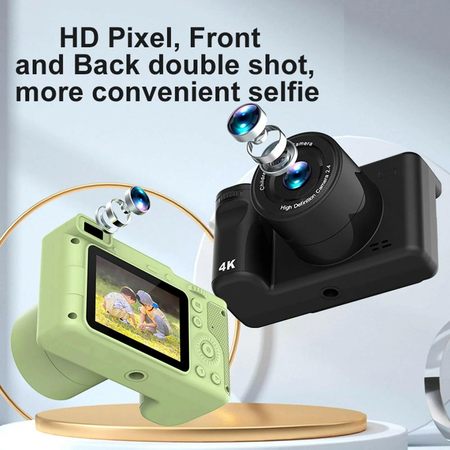 1080p Digital Cameras 40MP Front And Rear Camera 8X Digital Zoom Children Gift Recording Videos Student Camera With Bracket.