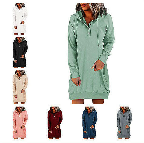 Fashion Women's Solid Color Mid-Length Hooded Sweatshirt.