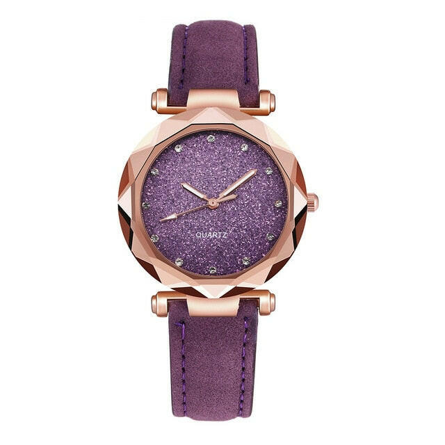 Ladies Fashion Korean Rhinestone Rose Gold Quartz Watch.